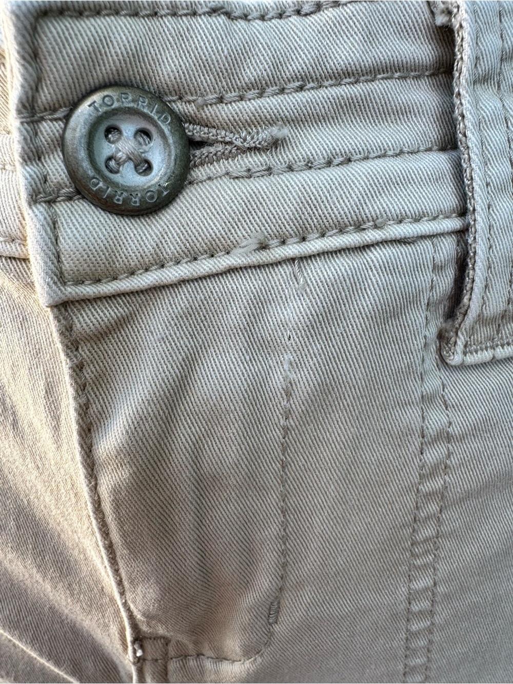 Torrid Size 16 Beige Crop Pants Stretch Cotton Mid Rise Utility Pocket Casual - Picture 3 of 13